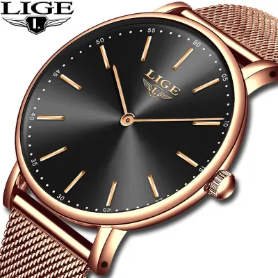 2021Fashion Casual watches Womens Men LIGE Womens Classic Quartz Stainless Steel Wrist Watch Bracelet Watches Relogio Feminino