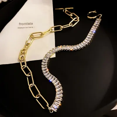 Creativity Geometric Crystal Necklace for Women Top Designer Luxury Jewelry Neck Chains Inlaid High Quality AAA Zircon Chokers