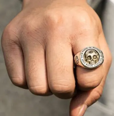 men s Ring Metal Punk High Quality Gothic Gold Skull Ring Men's Motorcycle Jewelry