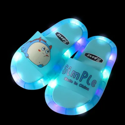 2021 Footwear Luminous Jelly Summer Children LED Slipper Girls Slippers PVC Non-slip Beach Sandals Kids Home Bathroom Blue