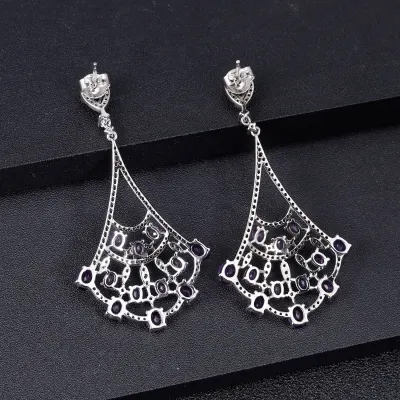 GEM S BALLET 7 17Ct Natural Amethyst Earrings 925 Sterling Sliver Ethnic Gypsy Statement Dangle Earrings For Women Fine Jewelry