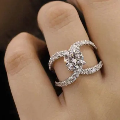 Trendy Bride Wedding Rings for Women Elegant Interweave Design Dazzling CZ Stone Women Rings Party Jewelry Gift