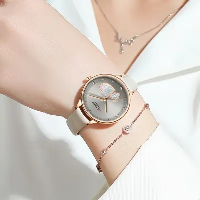 CURREN Watches Women Fashion 2020 Leather Quartz Wristwatch Charming Rhinestone Female Clock Zegarki Damskie