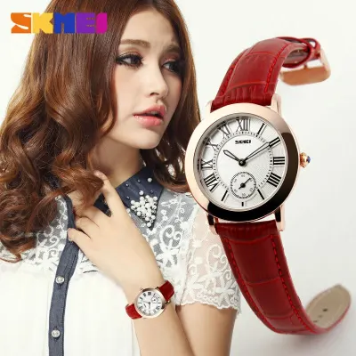SKMEI Women Ladies Quartz Watch Women's Watches Genuine Leather Band Waterproof Clock Montre Femme Reloj Mujer Wristwatch 1083