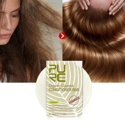 11.11 PURC Organic hair coconut conditioner bar handmade solid hair conditioner soap deeply hydrating for dry damaged hair care