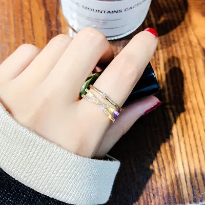 Ins Tide Adjustable Stainless Steel Rings For Women Simple Temperament Engagement Wedding Rings Fashion Jewelry Wholesale 2021