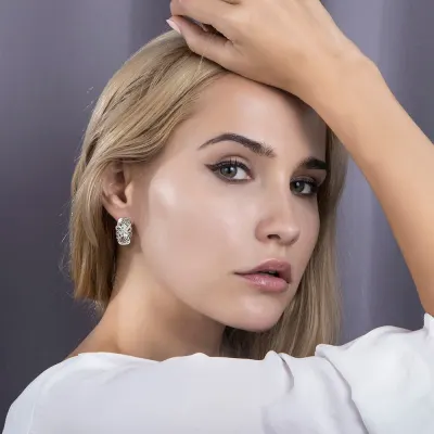 New Vintage Cut Out Flower Square Drop Earrings Natural Cubic Zircon Stone for Women 585 Rose White Gold Stud Earring 2021 Trend