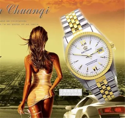 Reginald Brand Men Dress Style Business Watch Steel Wristband Golden Men Quartz Watch Valentine's Day Present For Man Woman Love