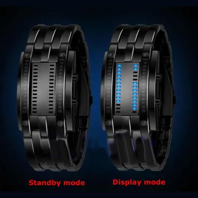 Fashion Couple Watch Men Women Luxury Watch Lovers Stainless Steel Clock LED Date Bracelet Watch Binary Wristwatch Sport Watches