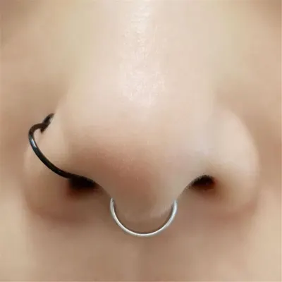Fake Septum Nose Hoop Rings Stainless Steel Faux Lip Ear Nose Septum Ring Non Piercing Clip On Nose Hoop Rings Body Piercing