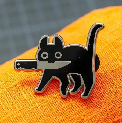 Cartoon Creative Black Cat Modeling Pop Enamel Pin Lapel Badges Brooch Funny Fashion Jewelry