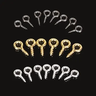 300Pcs Mini Screw Eye Pins for Jewelry Making Pearl Beads Screw Threaded Hooks Eyelets Clasps Findings for Bracelet DIY Earrings