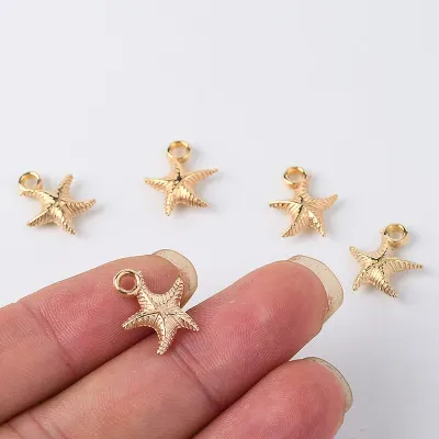 100pcs 15mm CCB Charms Pendant Gold Starfish For Charms Pendant Earring Bracelet Necklace DIY Jewelry Making Finding Accessories