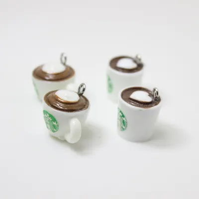 10pcs 3D Heart Coffee Cup Resin Charms for Earring DIY Fashion Jewelry Accessories Send In Pair