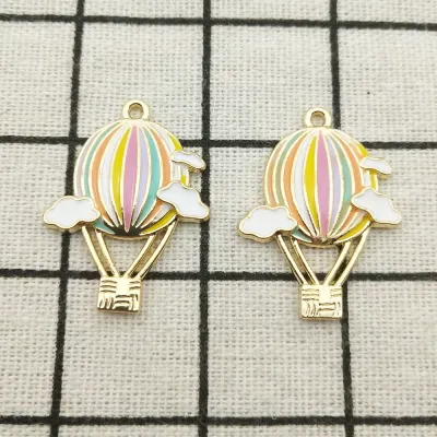 10pcs enamel hot air balloon charm jewelry accessories earring pendant bracelet necklace charms diy finding 23x30mm