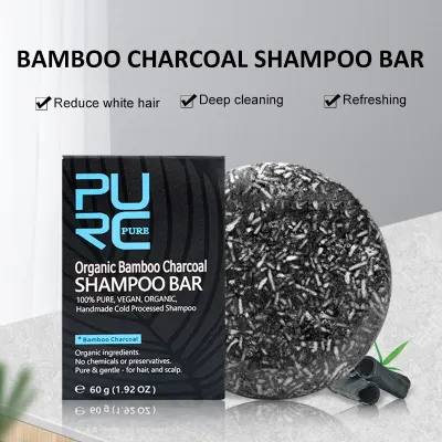 Bamboo Charcoal Shampoo for Hair Gray White Hair Color Dye Treatment Clean Detox Soap Black Hair Shampoo Hair Scalp Treatment 5%