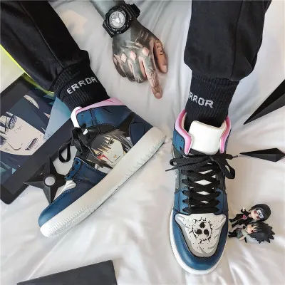 Men Cartoon Print Patchwork Shoes Brand Lovely Boys Canvas Shoes Male Sneakers Designer High Top Fashion Platform Shoes