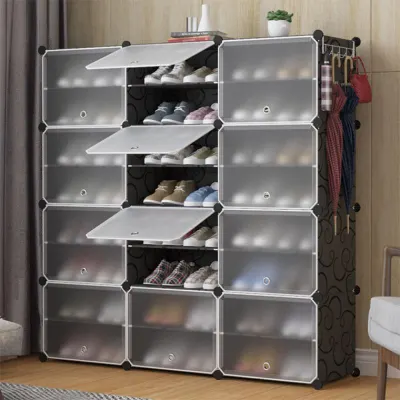 Cube Plastic Dustproof Shoe Cabinet Multilayer Shoe Rack Storage Shoes Boots Organizer With Door Home Furniture Space Saving HWC