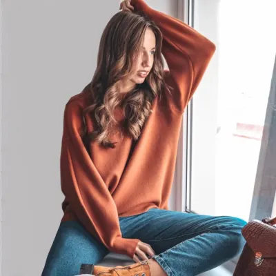 Pull Femme 2021 Winter Autumn Oversized Knitted Cashmere Blend Sweater Women Lantern Sleeve Basic Thicken Pullovers C 234