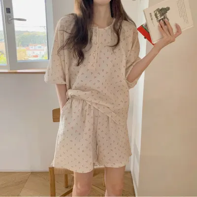 Alien Kitty Comfortable Sleepwear All Match Loose 2021 Sweet Homewear Summer Geometric Cherry Printing Chic Women Pajamas Sets