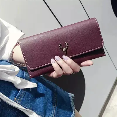 Women Passport Cover Pu Leather cute Marble Style Travel ID Credit Card Holder Packet Leather Deer Head Decoration Wallet
