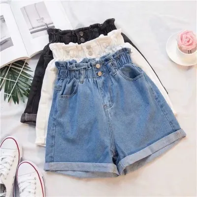 Denim Shorts Womens Large Size 2020 Summer New High Waist Loose All match Slim Wide Leg