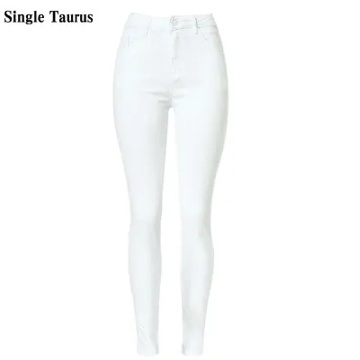 High Waist Women Jeans Fashion White Elastic Push Up Sexy Slim Denim Pencil Pants Stretch Skinny Lady Trousers Pantalon Femme
