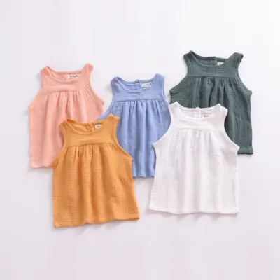 Toddler Girls Sleeveless Top Summer Solid Kids T-Shirt Cute Children Casual Vest Wear Baby Girl Clothes