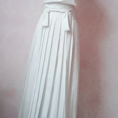 Dropshipping High Quality Ladies Fashion Chinese Hanfu Tennis Long Harajuku Skirt White Maxi Pleated Skirts Womens 2022