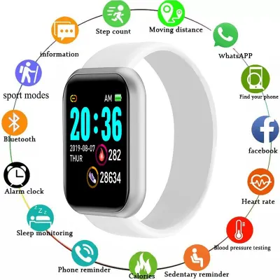 Y68 Smart Watch Heart Rate Blood Pressure Blood Oxygen Monitoring Multi-Function Reminder Sleep Monitoring