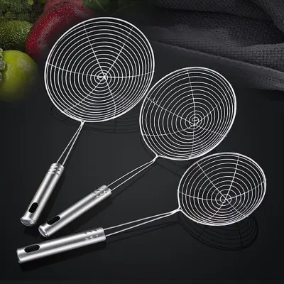 1pc Kitchen Tools Oil Pot Strainer Ladle Skimmer Oval Fine Mesh Stainless Steel for Food Kitchen Accessories