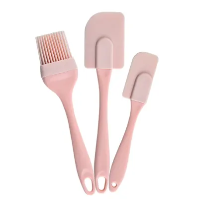 new Hot selling 3 pieces set silicone cream scraper DIY bread cake butter spatula blender grease brush kitchen baking tools