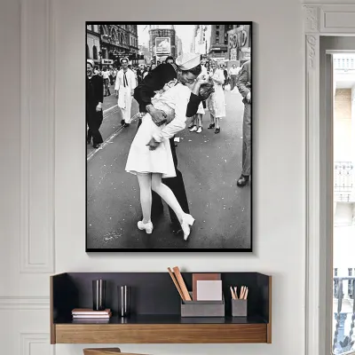 Vintage Art Black And White wall art Victory Kiss Poster New York Canvas Painting Picture Print Home Wall Art Decoration (40x60cm no frame)