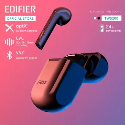 EDIFIER TWS200 TWS Earbuds Qualcomm aptX Wireless earphone Bluetooth 5.0 cVc Dual MIC Noise cancelling up to 24h playback time