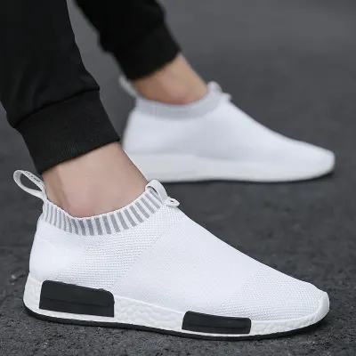 Cork Men Shoes Sneakers Men Breathable Air Mesh Sneakers Slip on Summer Non-leather Casual Lightweight Sock Shoes Men Sneakers