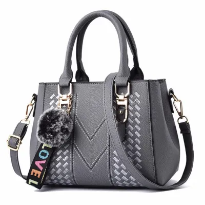 Embroidery Messenger Bags Women Leather Handbags Bags for Women 2020 Sac a Main Ladies hair ball Hand Bag