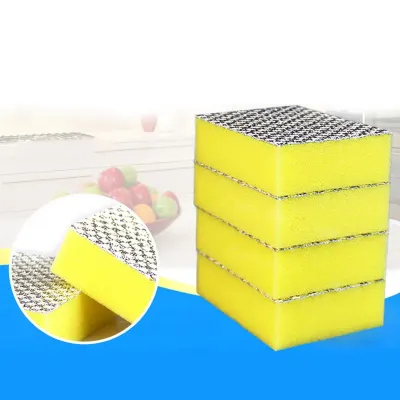 10 Pcs/Lot Double Side Kitchen Bathroom Cleaning Dishwashing Sponge Silver Cloth Sponge Scouring Pad Cleaning Tools Supplies