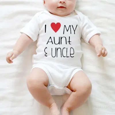 Summer Newborn Infant Baby Clothes I Love My Aunt Uncle Funny Cute Toddler Jumpsuits Bodysuits Outfits