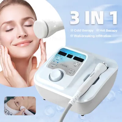 3-in-1 D cool Electroporation Portable Facial Machine - Skin Cooling Beauty Rejuvenation Therapy with Ion Hot Cold Function