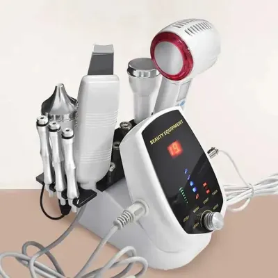 5 In 1 Portable Ultrasound Diamond Microdermabrasion Machine Hot & Cold Hammer Face Scrubber Skin Care Tools Ultrasonic Scrubber
