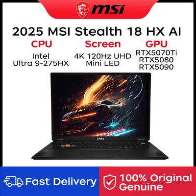 2025 MSI Stealth 18 HX AI Gaming Laptop 18 Inch 4K 120Hz Mini LED Screen Netbook Intel Ultra 9-275HX 64GB 2TB RTX5090 Notebook PC