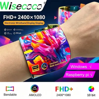 6.67 Inch Flexible Rollable Curved AMOLED Display 2K 2400x1080 Screen for Raspberry Pi AI Humanoid Robot Smart Wearable