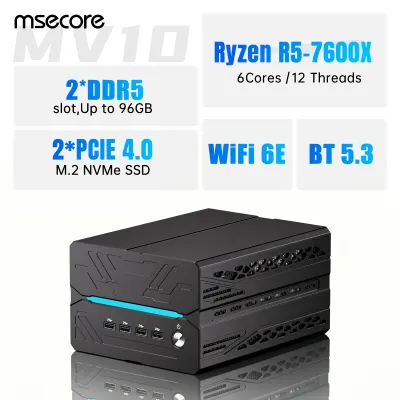 Msecore MV10 AMD Ryzen 5 RTX3060 Discrete Graphics Card Windows 10 Mini PC Desktop Computer Gaming Mini pc 2Lan DDR5 NVME WIFI6E