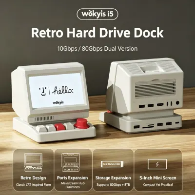 Wokyis I5 Macbook Docking Station Retro Expansion HD Display Screen Desktop 10Gbps Drive 8TB Hard Disk Interface Expansion Hub
