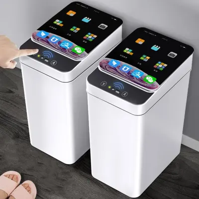 12L Smart Sensor Trash Can Home Intelligent Waste Bin Rubbish Can Dustbin Kitchen USB Charging Touch Sensor Garbage Bucket