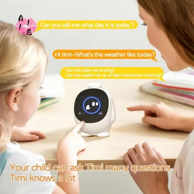 A11E-Kids AI Alarm Clock, Smart AI Clock, Voice-Controlled, AI Device, Sound Machine To Wake Alarm Clock For Toddlers And Kid