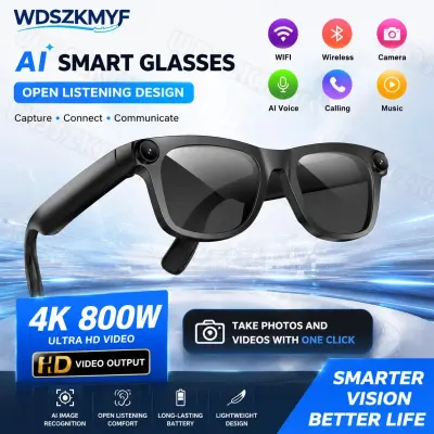 2026 800W 4K HD Camera Smart AI Glasses Recording Videos Photo Recognition Al Voice Translation Bluetooth Call Recording
