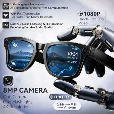 2026 AI Smart Glasses with Camera and Bluetooth 4K HD Video & Photo Capture AI Translation Assistant Recording Glasses Men Women