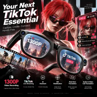 2026 AI Smart Glasses With POV Camera Live Streaming Voice Notes And Video Recording Real Time Translation For Work And Travel