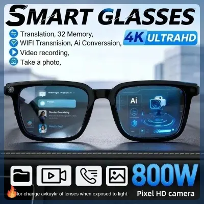2026 New AI Smart Glasses AI Translation 8MP HD Camera 4K Shooting Image Bluetooth Call Recording Music Smart Sunglasses